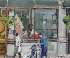 John Coyle, Street Scene With Window Dresser