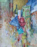 Frederick Henry Stonham, Blue Towel (Erith, Kent), 1966, Oil on board