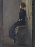 Reginald Mills, Waiting To Go On Stage, Oil on board