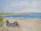 Estella Solomons, Seamus O'Sullivan On The Strand, Co.Kerry, Oil on canvas laid on board