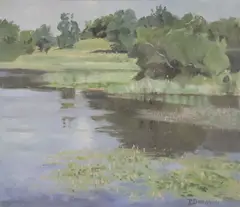 Phoebe Donovan, Lily Pond, Oil on canvas board