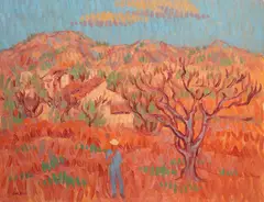 Desmond Carrick, Fig Tree During December At Nerja, Oil on canvas panel
