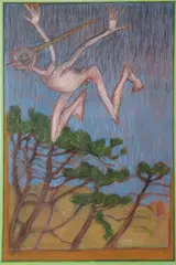 Brian Bourke, Sweeney Descending, Mixed media