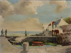 D. Campbell, Coliemore Harbour, Dalkey, Oil on canvas