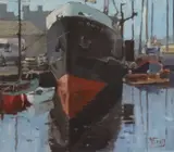 Frank Hallinan Flood, Naomh Eanna, Grand Canal Basin, 2002, Oil on board