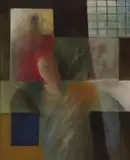 John Kelly, Figure In Interior, Oil & mixed media