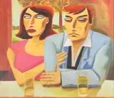 Graham Knuttel, Lady And Man, Oil on canvas