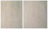 William John Leech, Musicians - A Double Sided Study, One work pencil & one pencil with watercolour
