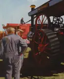 Frank Hallinan Flood, Steam Thrasher - Ploughing Championship, 2002, Oil on canvas board