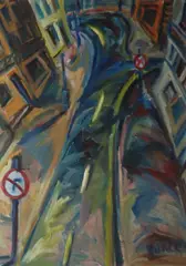 Purcell, Street Scene, Oil on board
