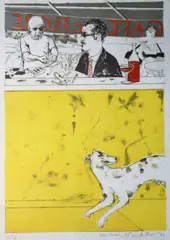Cafe De Flore by Micheal Farrell, Lithograph, sold Dec 2025