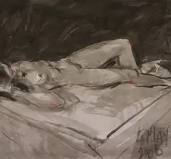 Charles Harper, Reclining Nude, Watercolour
