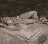 Charles Harper, Reclining Nude, Watercolour