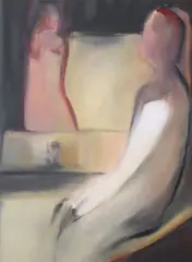John Kelly, Figure In Interior I, Oil on paper
