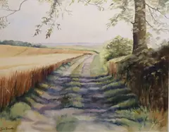 Joan Thornton, Country Road, Oil on canvas panel