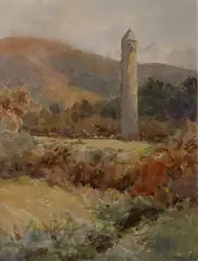 Gladys Wynne, Landscape With Round Tower, Watercolour