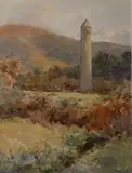 Gladys Wynne, Landscape With Round Tower, Watercolour