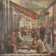 Laura Cronin, Lunch At The Bailey, Oil on canvas