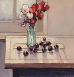 Richard Croft, Sweet Peas And Cherries, Oil on canvas