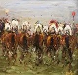 Desmond Murrie, Race Day, Oil on board