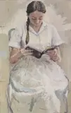 James McKeowan, Girl In White, Oil on board