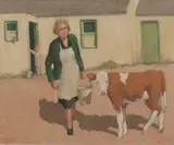 Norman Smyth, Feeding The Calf, Oil on board