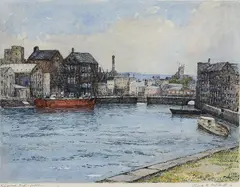 Flora Mitchell, Ringsend Dock, Watercolour and ink