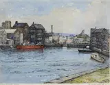 Flora Mitchell, Ringsend Dock, Watercolour and ink