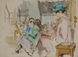 Ladies Studying In The Painting Class by Mainie Jellett, Watercolour, sold Nov 2025
