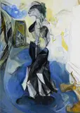 Manar Al Shouha, Self Seen Twice, Mixed media on canvas