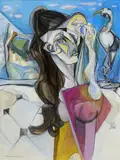Manar Al Shouha, The Memory Of Blue, Mixed media on canvas