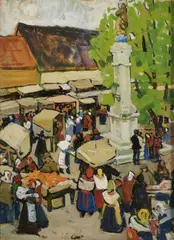 Fair Day, Slovakia by Mary Swanzy, Oil on board, sold Nov 2025