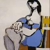 Colin Middleton, Seated Woman In Blue, Oil on board