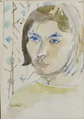 Nano Reid, Head, Watercolour on card