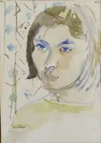 Nano Reid, Head, Watercolour on card