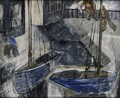 Basil Rakoczi, Boats, Oil on board