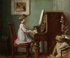 William Crampton Gore, The Artist's Daughter Playing The Piano, Oil on canvas