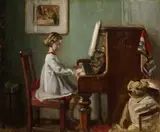 William Crampton Gore, The Artist's Daughter Playing The Piano, Oil on canvas