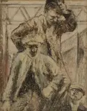 William Conor, The Riveter, Wax crayon on paper