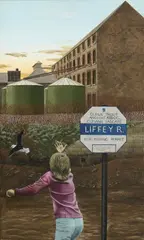 Martin Gale, By The River Liffey, Oil on canvas