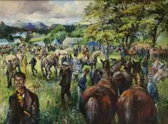 Kenneth Webb, Early Days, Clifden Horse Fair, Oil on canvas