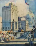 Maurice MacGonigal, Dublin Docks, 1920, Watercolour over pencil