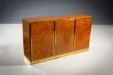 Roche Bobois, A Burr Maple And Gilft Lined Side Cabinet