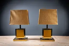 Lumica, A Pair Of Gilt Metal Table Lamps, by LUMICA