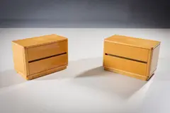 Sapporiti, A Pair Of Ash And Gilt Bedside Lockers, ITALIAN 1970s