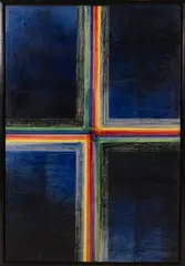 Anne Madden, Big Night Window, 1985, Oil and graphite on paper 'maroufle'