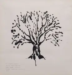 Tree by Louis le Brocquy, Indian ink on paper, sold Nov 2025