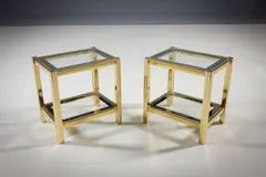 Pierre Vandel, A Pair Of Chrome And Gilt Two Tier Low Tables, FRENCH 1980s