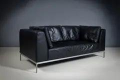 Ligne Roset, A Black Leather Sofa