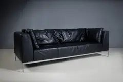 Linge Roset, A Black Leather Sofa